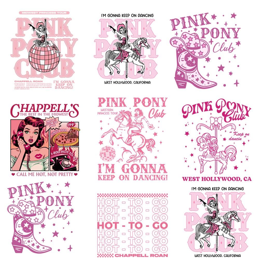 Bundle Pink Pony Club Png, I'm Gonna Keep On Dancing Shirt, Sapphic Lesbian Pride Music Png, Midwest Princess Png
