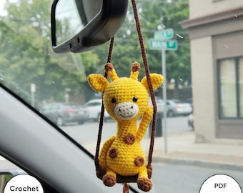 Motif girafe au crochet, tutoriel girafe amigurumi, décoration de chambre d'enfant girafe se balançant, animal en peluche bricolage, amigurumi pour débutant, PDF numérique
