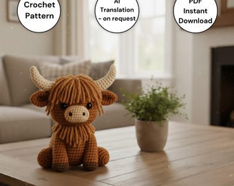 Cow Plush Crochet Pattern | Crochet Highland Cow | Stuffed Highland Cow Amigurumi | Scottish Cow Crochet PDF