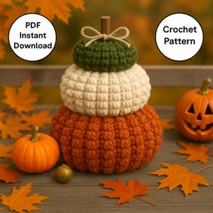 Stacked Bobble Pumpkins Crochet Pattern PDF + Row Tracker | Fall Amigurumi Crochet Pumpkins | Halloween & Thanksgiving Decor Pattern