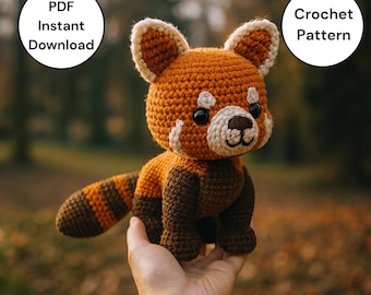 Red Panda Crochet Pattern PDF: Kumo Amigurumi Plush Toy Tutorial