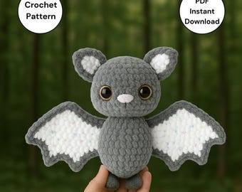 Patron au crochet de Pippin la chauve-souris PDF | Tutoriel mignon de peluche de chauve-souris Amigurumi | Modèle de chauve-souris au crochet pour débutants