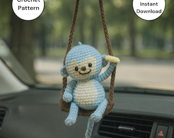 Motif au crochet singe qui se balance | Jouet singe amigurumi PDF | Motif au crochet singe | Tutoriel Amigurumi Singe Mignon
