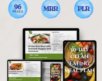 Plan de repas de 30 jours pour une alimentation saine – PDF imprimable | Recettes pour manger sainement + Information nutritionnelle | Téléchargement instantané A4 | DPP inclus | Revendre