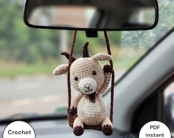 Motif de chèvre au crochet | Amigurumi de chèvre PDF | Motif peluche de chèvre qui se balance | Jouet animal au crochet | Modèle anglais PDF | Petite chèvre