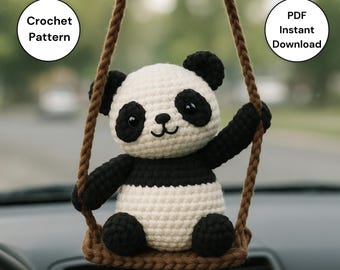 Penny the Swinging Panda – Amigurumi Panda Crochet Pattern | Crochet Panda Toy | DIY Panda Tutorial | Car Mirror Hanger