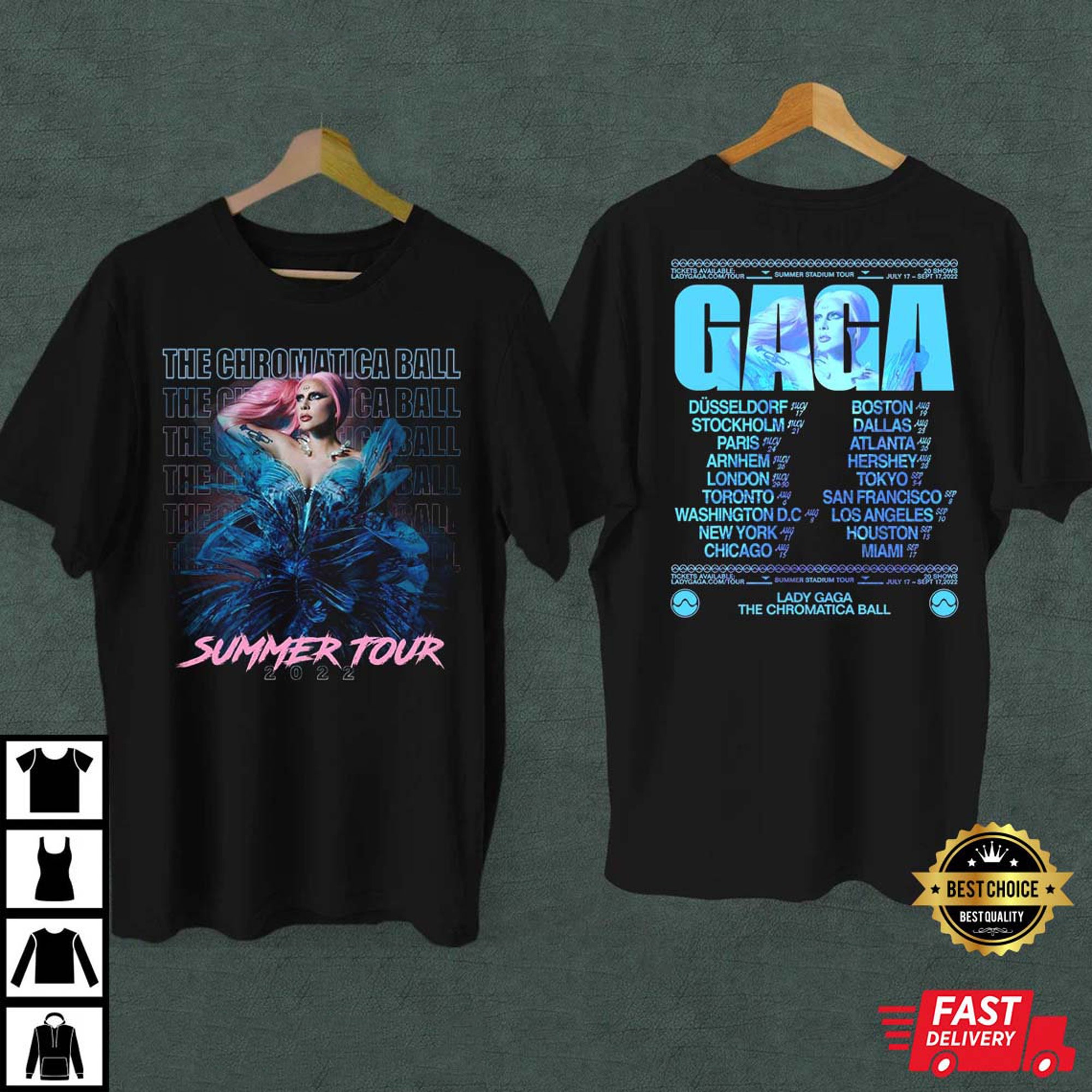 Discover Gaga The Chromatica Ball Tour Shirt, Lady Gaga zweiseitiges T-Shirt