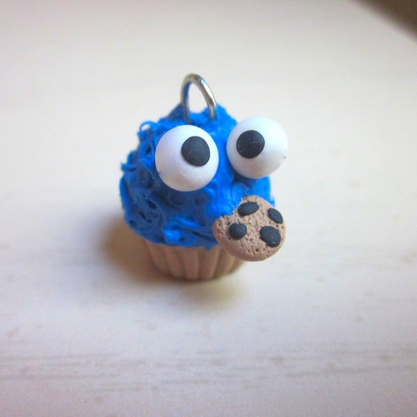 Polymer Clay Cookie Monster Cupcake Charm