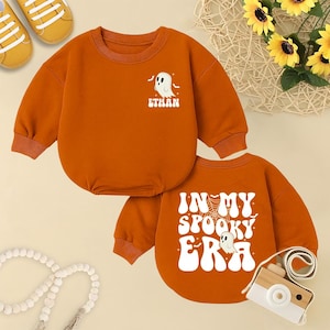 In My Spooky Era Baby Romper Short Sleeves, Custom Baby Ghost Romper, Halloween Boo Baby Bodysuit, Spooky Season Gift