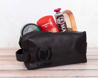 Ohio State Symbols Leather Doppkit,Ohio Wedding Favor, Cincinnati Travel Bag,Ohio Map Dopp Kit, State Pride, Ohio Icons Accessory
