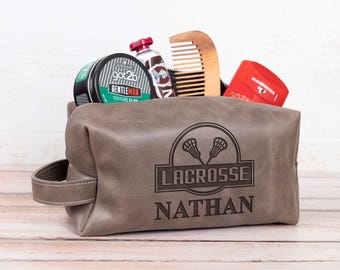 Custom Lacrosse Dopp Kit, Sport Team Travel Bag, Lacrosse Coach Shaving Kit, Goalie King Toiletry Bag, Bathroom Organizer for Lacrosse Fan
