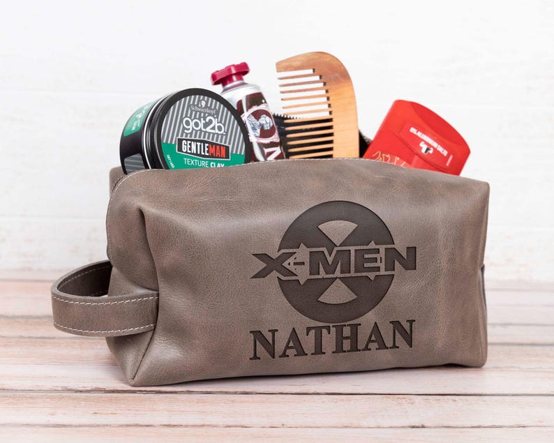 Valentine Day Gift for Deadpool X-Men Inspired Dopp Kit, Leather Toiletry Bag, Superhero Fan Boyfriend Gift, Comic Fan Travel Bag image 5