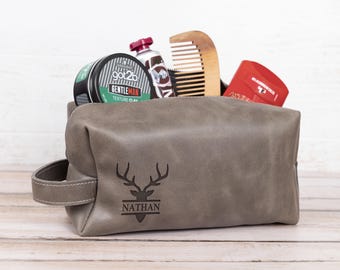 Personalized Back To School Gifts For Students, First Day Of School Supplies, Christmas Teacher Gifts Mens Leather Toiletry Bag, Dopp Kit
