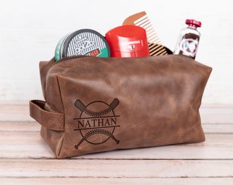 Mens Leather Toiletry Bag Christmas Gifts from Wife Daughter, Gifts for Dad from Son, 5th Anniversary Gifts for Husband Him Boyfriend