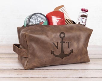 Personalized Gifts for Dad from Daughter Son, Fathers Day Gift, Leather Toiletry Bag Dopp Kit For Men, Cool Man Gift, Husband Gift from Wife