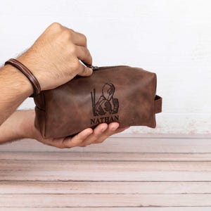 Valentine Day Gift for Deadpool X-Men Inspired Dopp Kit, Leather Toiletry Bag, Superhero Fan Boyfriend Gift, Comic Fan Travel Bag image 7