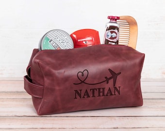 Christmas Gift for Airman, Engraved Airforce Leather Toiletry Bag,Airforce Graduation Gift Son, Army Going Away Gift, Military Retirement