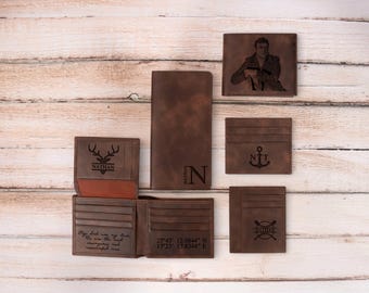 Luxury Engraved Leather Wallet, Custom Corporate Gift for Clients or Employees, Christmas Gift for Boss, Personalized Card Holder for Men