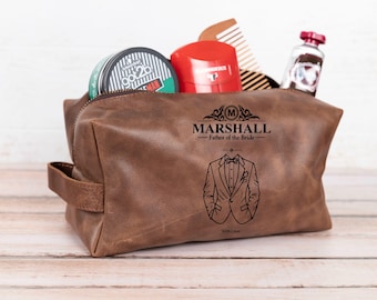 Father of the Bride Gift, Stepfather of Grooms, Bonus Dad  Appreciation Idea, Stepdad Wedding Favor, Personalized Leather Dopp Kit