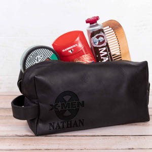 Valentine Day Gift for Deadpool X-Men Inspired Dopp Kit, Leather Toiletry Bag, Superhero Fan Boyfriend Gift, Comic Fan Travel Bag image 6