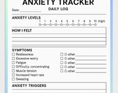 Anxiety Tracker Printable PDF – Mental Health Worksheet for Adults & Teens | Daily Log, Symptoms, Coping Skills, Reflections