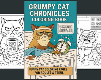 Libro da colorare per adulti di Grumpy Cat, illustrazioni divertenti (download in PDF)