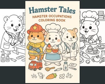Libro da colorare sulle professioni di Hamster Tales, stampabile per la giornata delle professioni (PDF)
