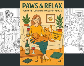Divertenti pagine da colorare per adulti con animali domestici, umorismo da mamme di cani e gatti in cui ci si può immedesimare (PDF)