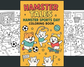 Libro da colorare per la giornata sportiva dei criceti, simpatiche pagine stampabili (PDF)