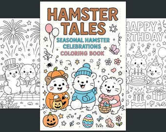 Libro da colorare "Hamster Tales", celebrazioni stagionali (modello in PDF)