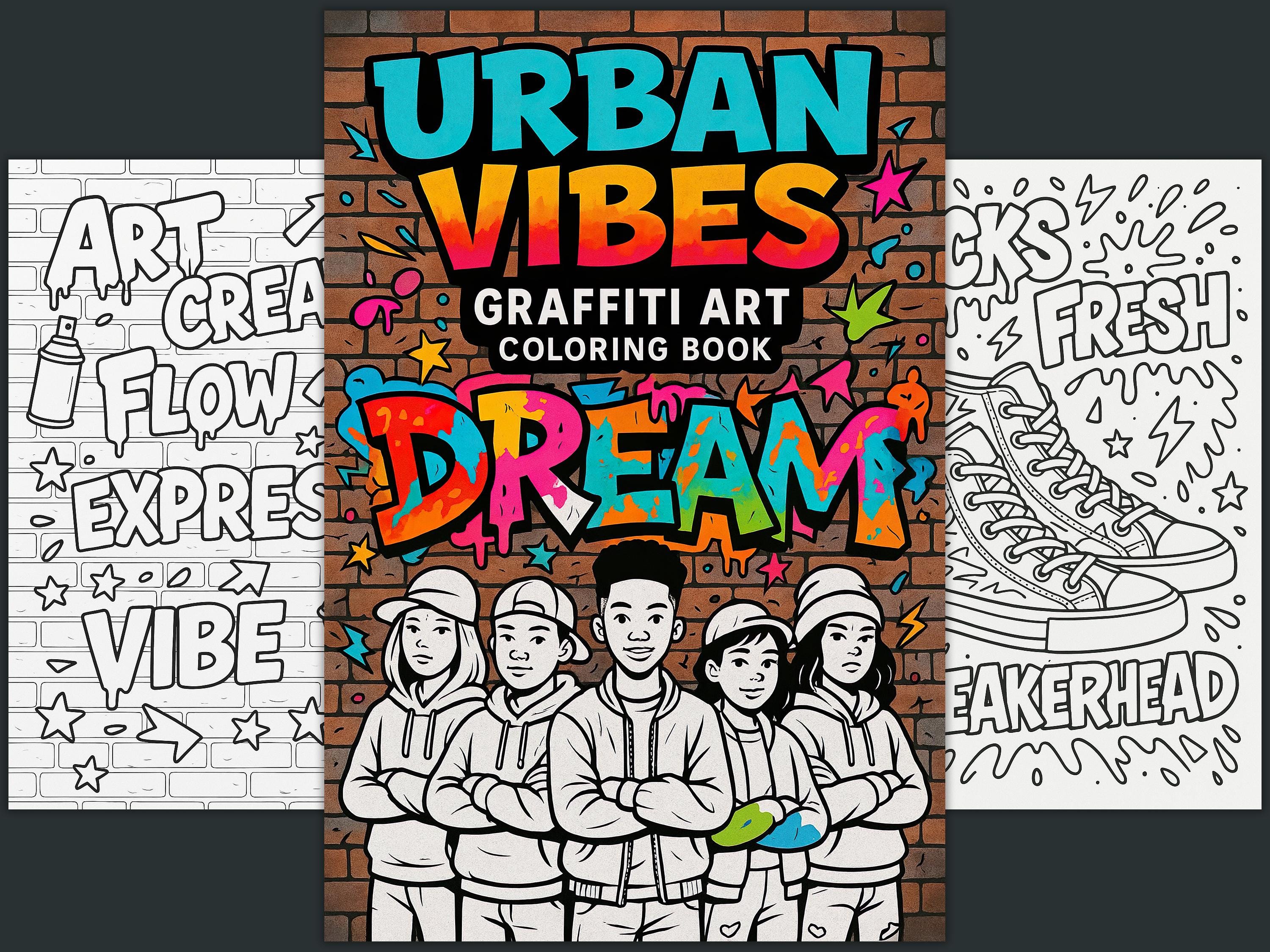 Urban Vibes Graffiti Art Coloring Pages, Street Art Printable