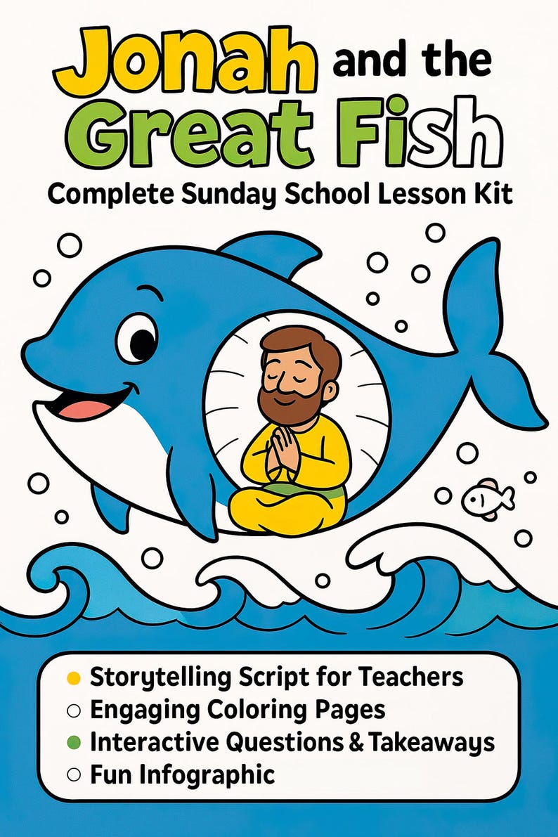 Jonah and the Whale Sunday School Lesson Kit – Printable Bible ...