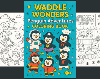 Libro da colorare "Le avventure dei pinguini" per bambini (PDF)