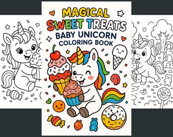 Libro da colorare per neonati unicorni, Dolcetti magici (PDF)
