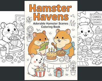 Libro da colorare "Hamster Havens", scene adorabili (download digitale)