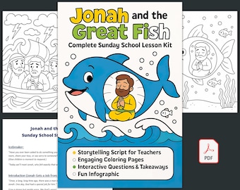 Jonah and the Whale Sunday School Lesson Kit – Printable Bible Activities (PDF)