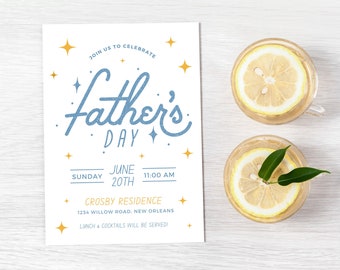 Father’s Day Invitation | Simple Father’s Day Party Invite | Father's Day Template | Editable Father's Day Invite | Hand lettered Invitation