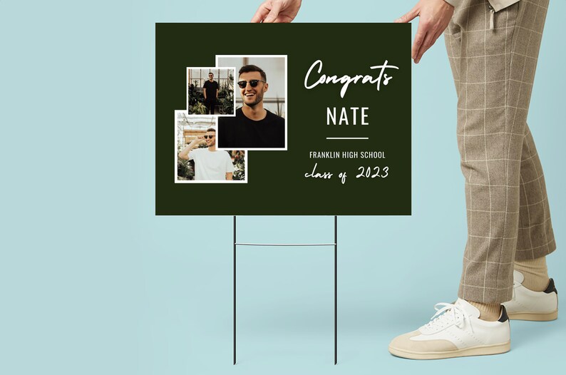 Graduation Yard Sign, Senior Yard Sign, Graduation Yard Sign, Photo Graduation Sign, Senior Photo Yard Sign, Guy Graduation, Boy Graduation image 2