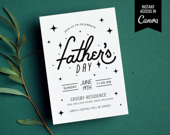 Fathers Day Invitation | Simple Father’s Day Party Invite | Father's Day Template | Editable Father's Day Invite | Hand lettered Invitation