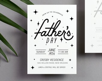 Father’s Day Invitation | Simple Father’s Day Party Invite | Father's Day Template | Editable Father's Day Invite | Hand lettered Invitation