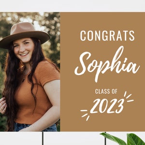 Graduation Yard Sign, Senior Yard Sign, Graduation Yard Sign, Photo Graduation Sign, Senior Photo Yard Sign, Boho Graduation, Canva Template image 2