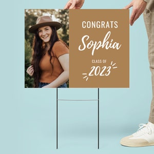 Graduation Yard Sign, Senior Yard Sign, Graduation Yard Sign, Photo Graduation Sign, Senior Photo Yard Sign, Boho Graduation, Canva Template image 4