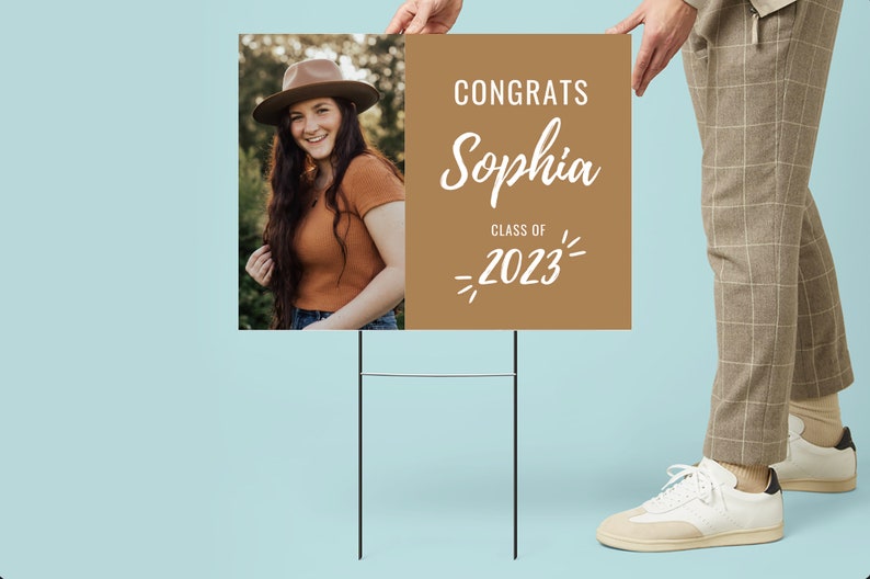 Graduation Yard Sign, Senior Yard Sign, Graduation Yard Sign, Photo Graduation Sign, Senior Photo Yard Sign, Boho Graduation, Canva Template image 4