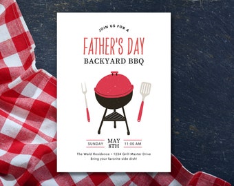 Father’s Day Invitation, Backyard BBQ Invite, Fathers Day Grill Invite, Cookout Invitation, BBQ Invitation Template, Barbecue Invite, Canva