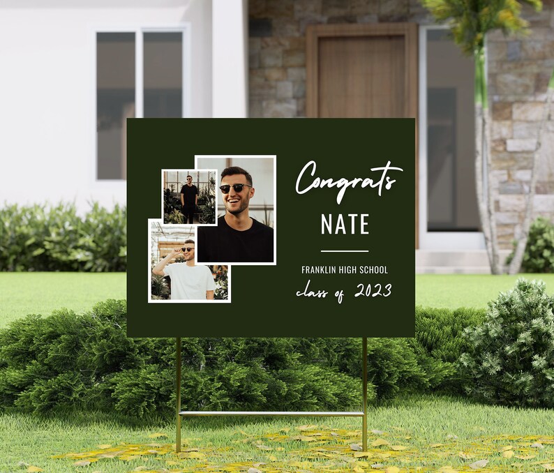 Graduation Yard Sign, Senior Yard Sign, Graduation Yard Sign, Photo Graduation Sign, Senior Photo Yard Sign, Guy Graduation, Boy Graduation image 1