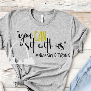 Você pode sentar conosco Garota legal Forte SVG PNG DXF jpeg mulheres adolescentes meninas crianças camisas decalques bondade anti-bullying Silhueta cricut