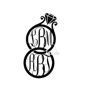 Anillos entrelazados personalizados Monogramas Boda Marido Esposa SVG, descarga digital svg marido esposa archivo svg personalizado silueta cricut