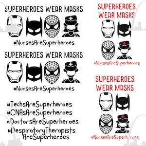 Krankenschwester SuperHero SVG Bundle, Superhelden tragen Masken Svg Bundle, männliche weibliche Krankenschwester Arzt, CNA, Atemtherapeut Tech HealthCare Arbeiter