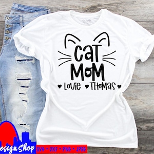 Personnalisé Cat Mom SVG, Custom Cat Mom with Name of Cats et little hearts digital download custom svg file silhouette cricut