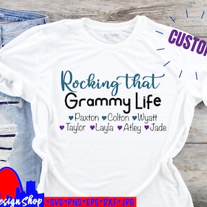 Personalizado Grammy Life SVG, Custom Rocking que Grammy Life con nietos y bebés de piel nombra cameo de silueta de archivo svg personalizado digital